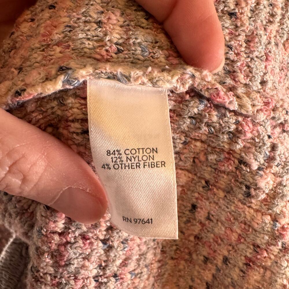 J.Jill Women’s L Cottagecore Cardigan Sweater Pink Cotton Blend Embroidered Boho - Picture 6 of 12